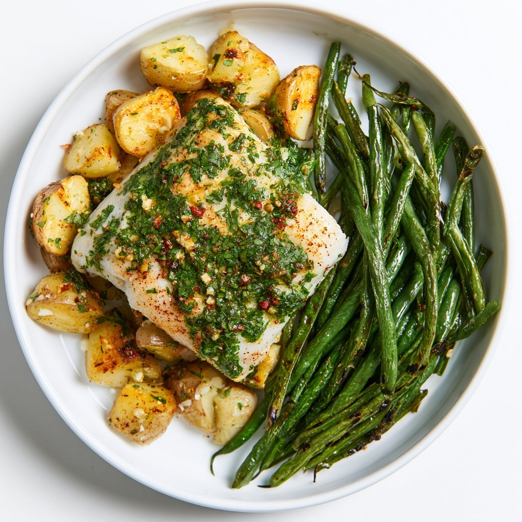 Chimichurri White Fish W/Garlic Potatoes