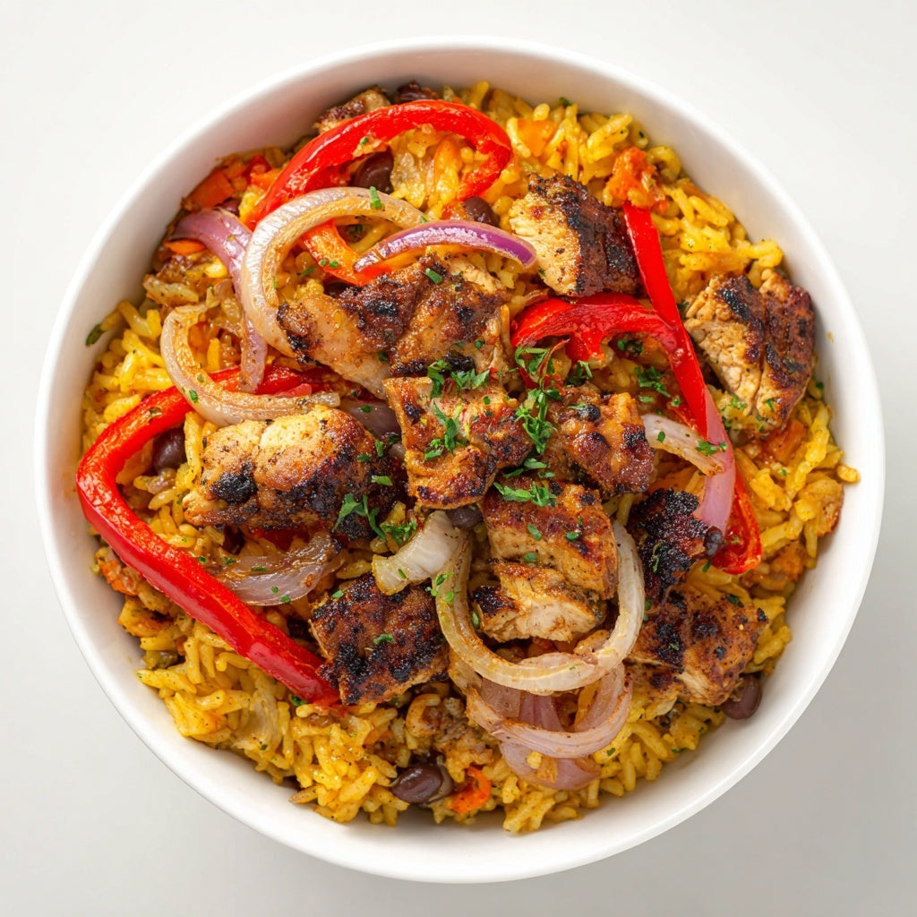Bbq Chicken Pincho Bowl W/ Puerto Rican Rice