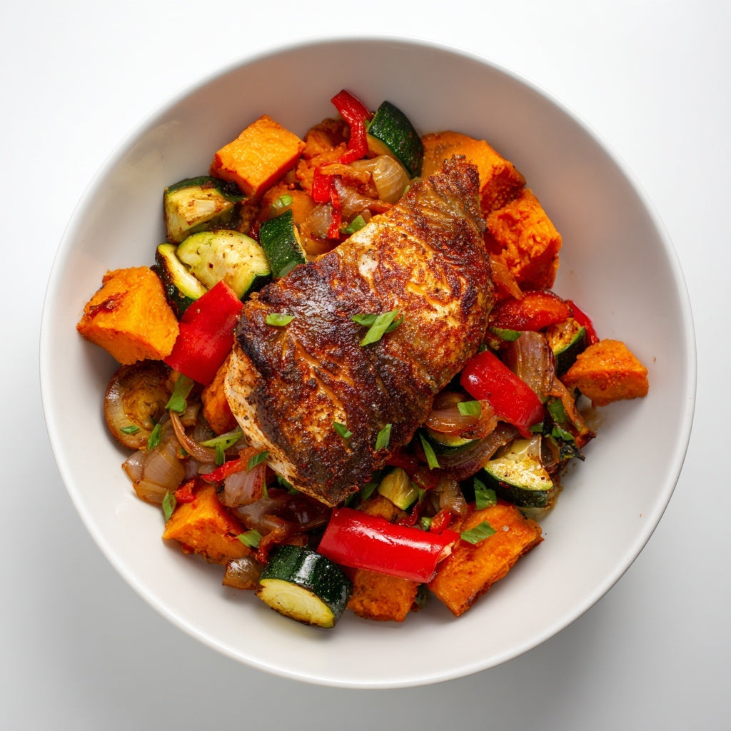 🇲🇽 Pescado zarandeado w/ sweet potato and zucchini medley